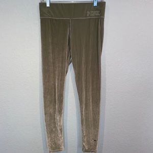 Olive Green PINK Velvet Leggings